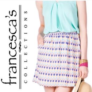 Francescas Buttons Pastel Geometric Skirt L NWT Pockets Elastic Waist
